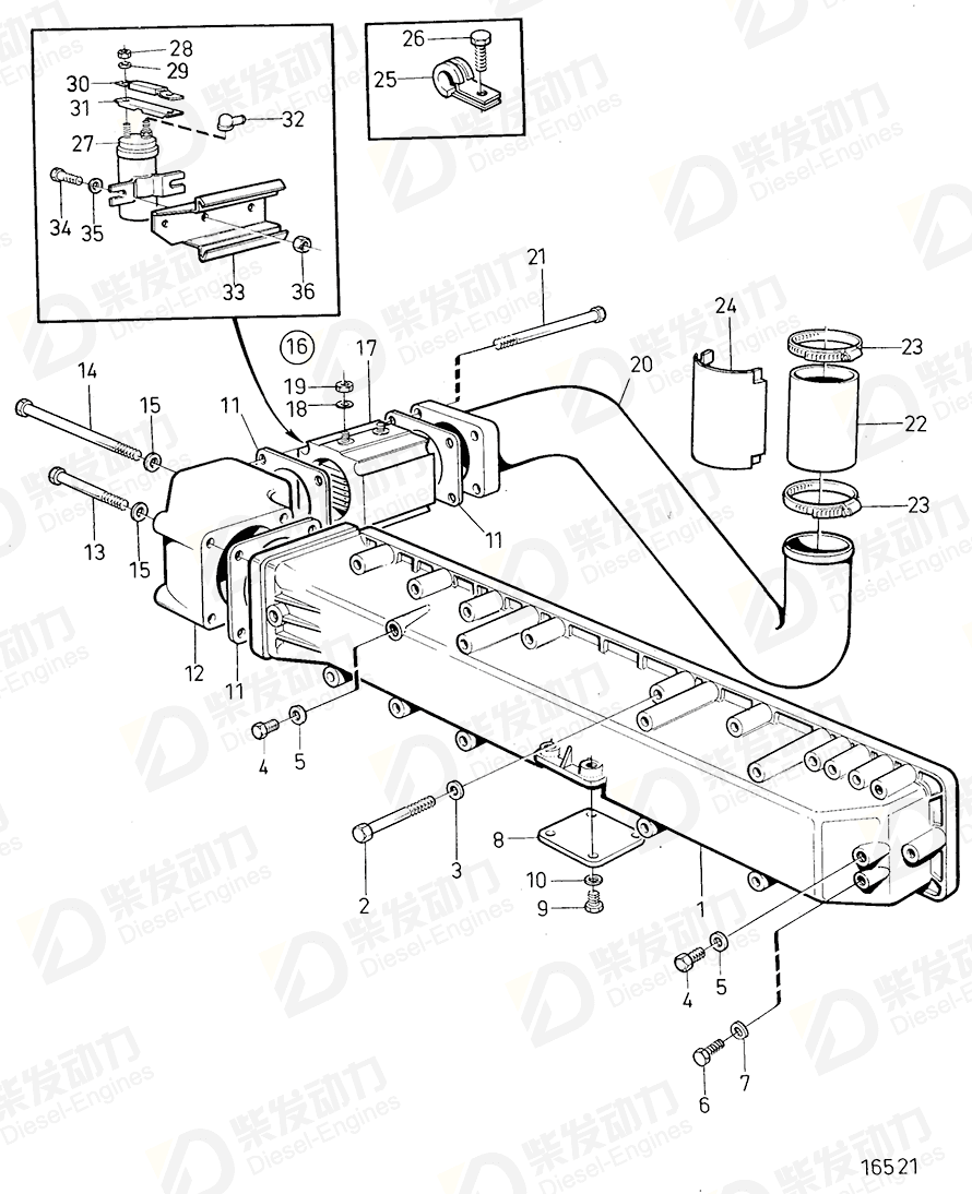 VOLVO Connecting pipe 3825504 Drawing